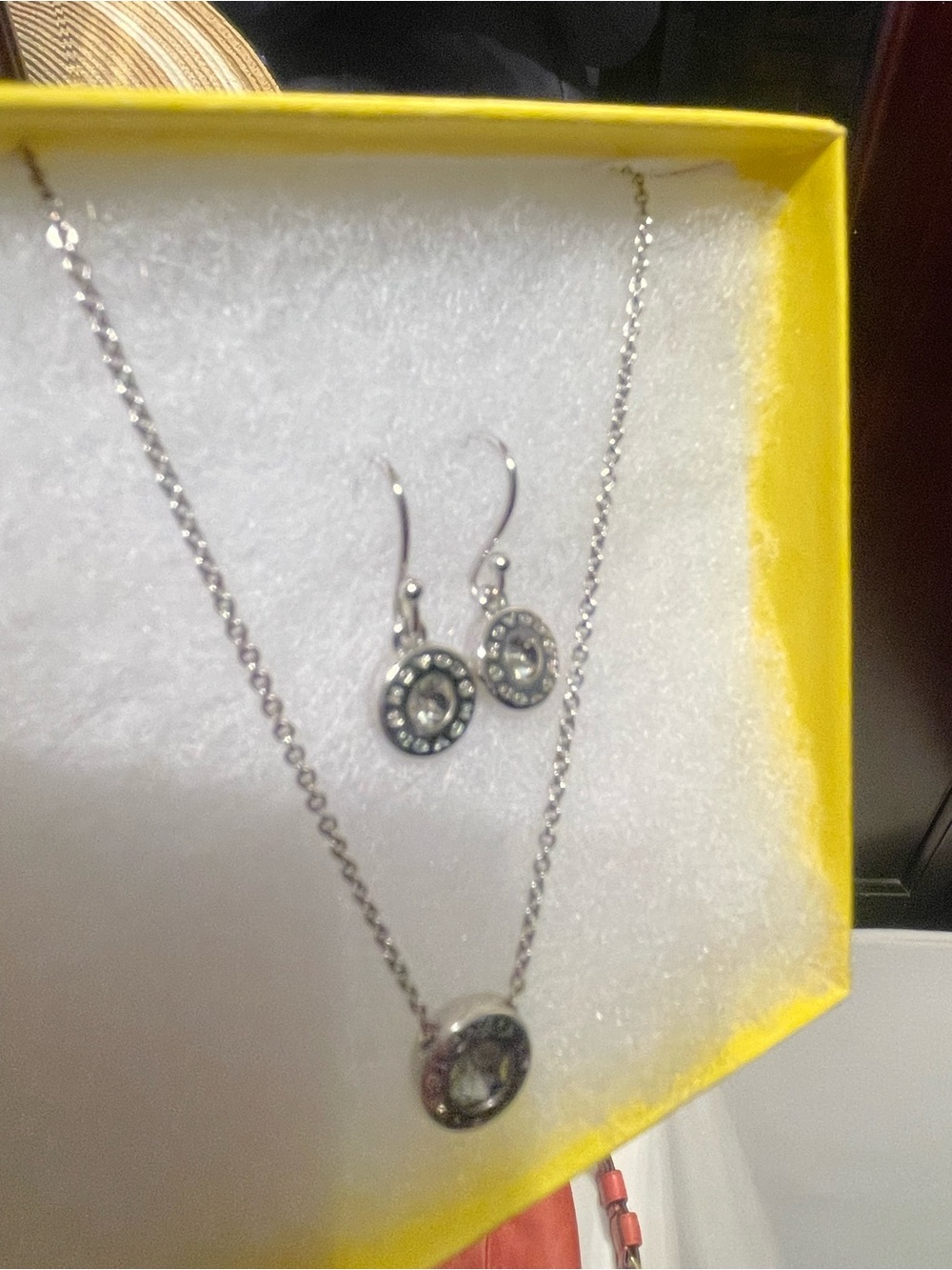 Coach Silver-Tone Crystal Circle Drop Earrings